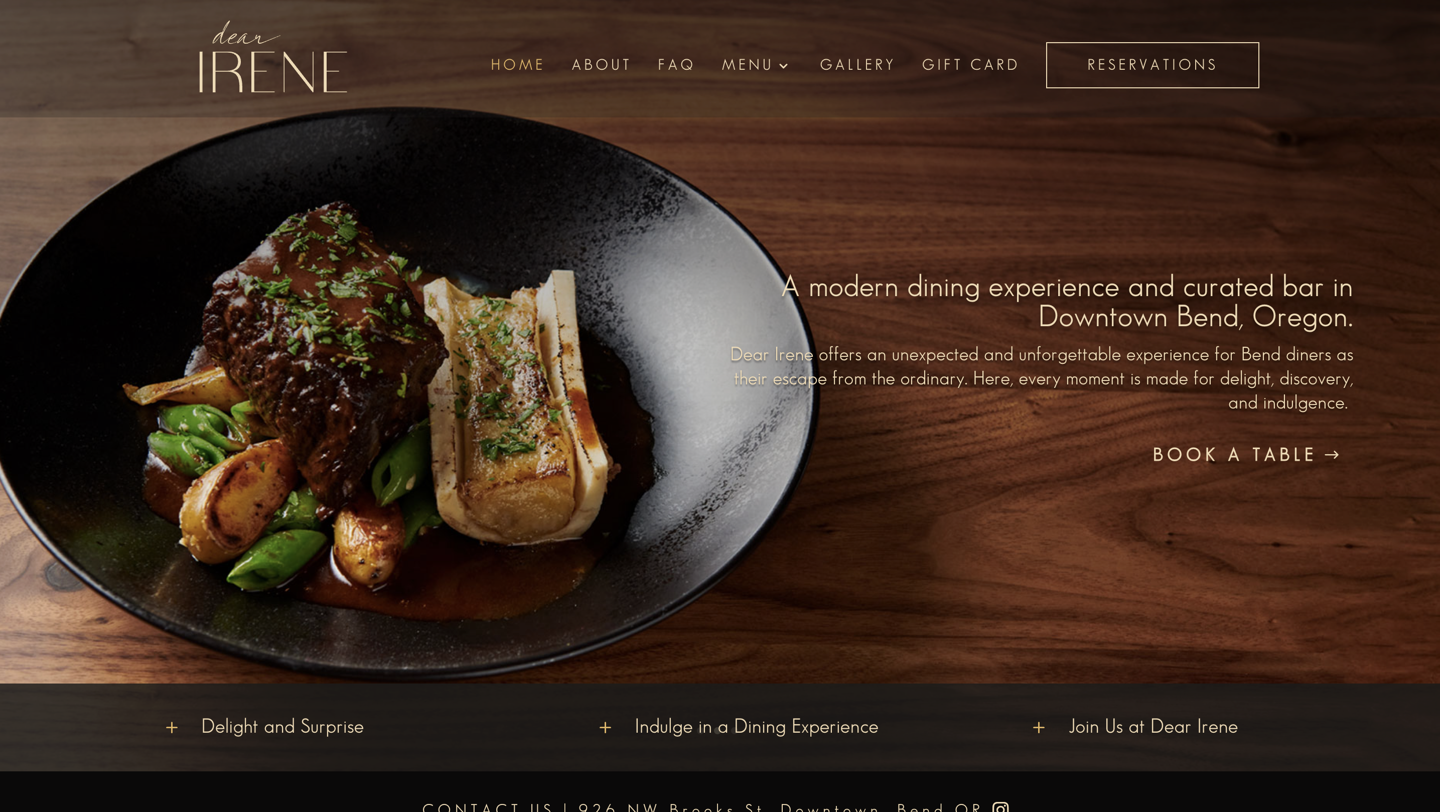 Dear Irene restaurant website preview